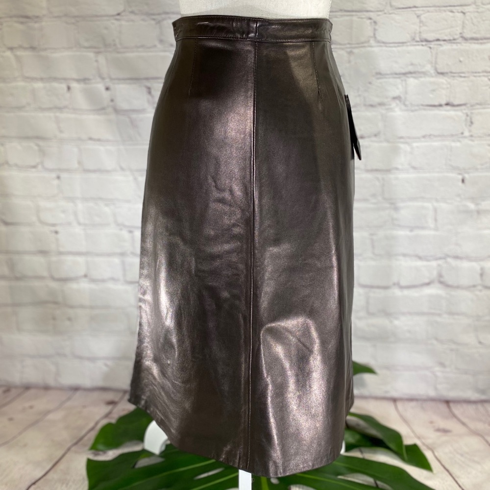 NWT! Rizal Brown Leather High Waisted Skirt